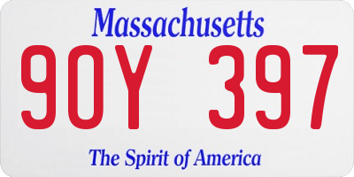MA license plate 9OY397