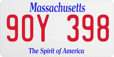 MA license plate 9OY398