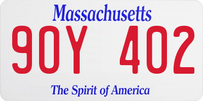 MA license plate 9OY402