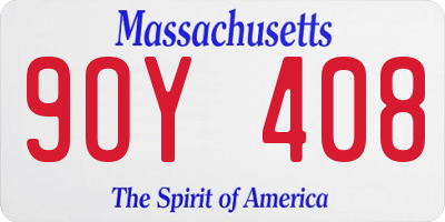 MA license plate 9OY408
