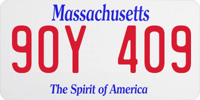MA license plate 9OY409