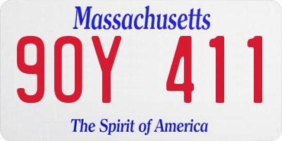 MA license plate 9OY411