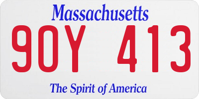MA license plate 9OY413
