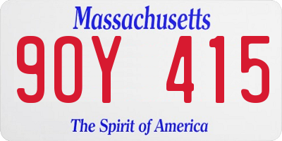 MA license plate 9OY415