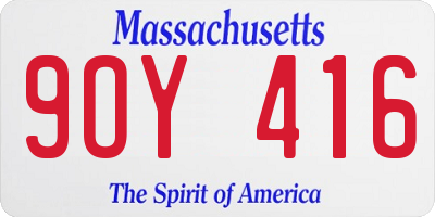 MA license plate 9OY416