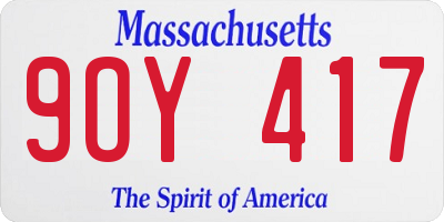 MA license plate 9OY417