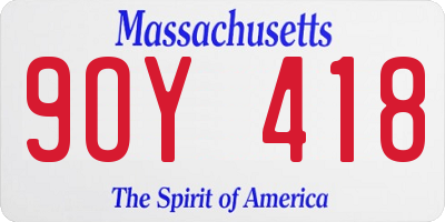 MA license plate 9OY418