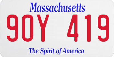 MA license plate 9OY419