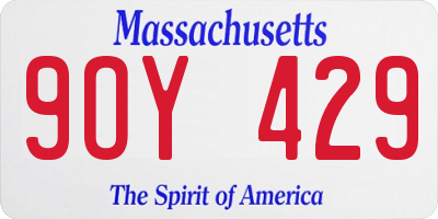MA license plate 9OY429