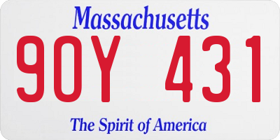 MA license plate 9OY431