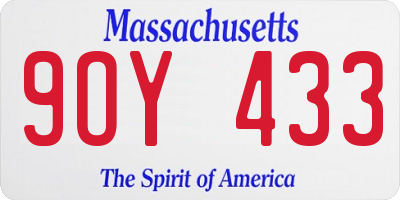 MA license plate 9OY433