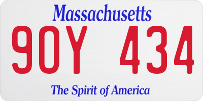 MA license plate 9OY434