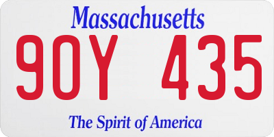 MA license plate 9OY435