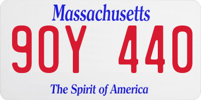 MA license plate 9OY440
