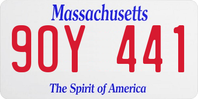 MA license plate 9OY441