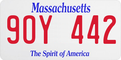 MA license plate 9OY442