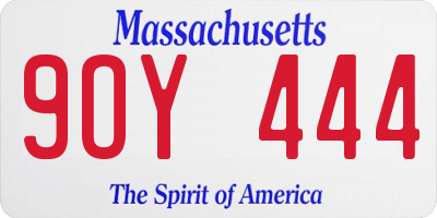 MA license plate 9OY444