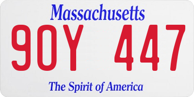 MA license plate 9OY447