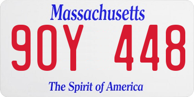 MA license plate 9OY448