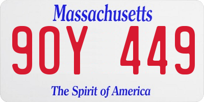 MA license plate 9OY449
