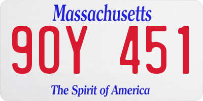 MA license plate 9OY451