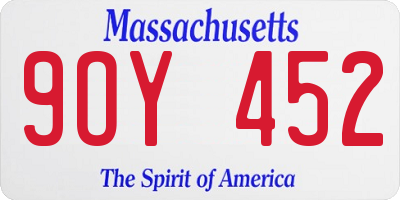 MA license plate 9OY452