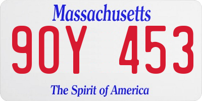 MA license plate 9OY453