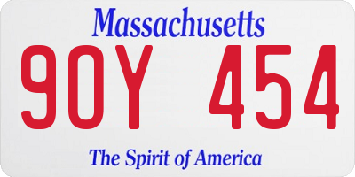 MA license plate 9OY454