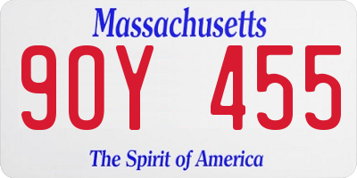 MA license plate 9OY455