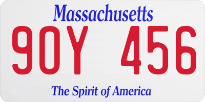 MA license plate 9OY456