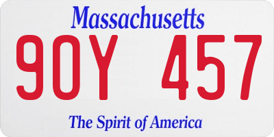MA license plate 9OY457