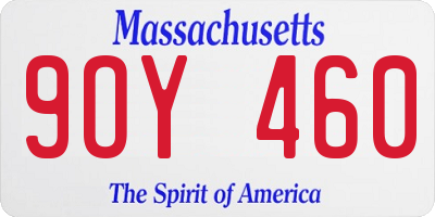 MA license plate 9OY460