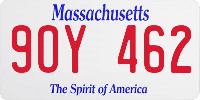 MA license plate 9OY462