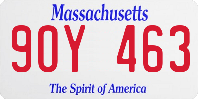 MA license plate 9OY463