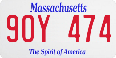 MA license plate 9OY474