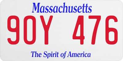 MA license plate 9OY476