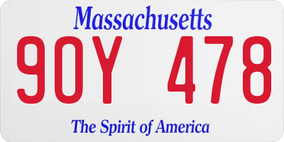 MA license plate 9OY478