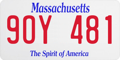 MA license plate 9OY481