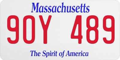 MA license plate 9OY489