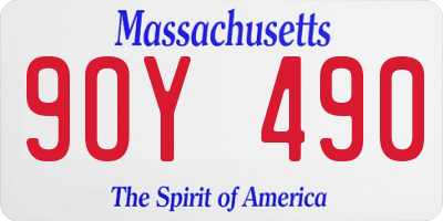 MA license plate 9OY490