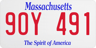 MA license plate 9OY491