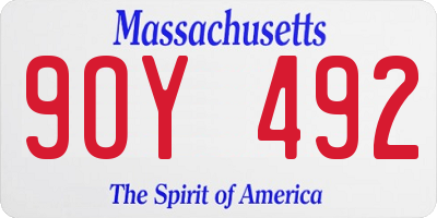 MA license plate 9OY492