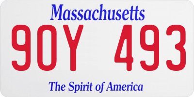 MA license plate 9OY493