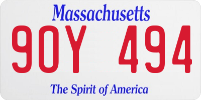 MA license plate 9OY494