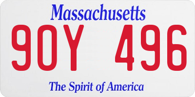 MA license plate 9OY496