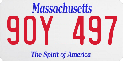 MA license plate 9OY497