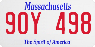 MA license plate 9OY498