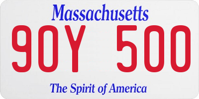 MA license plate 9OY500
