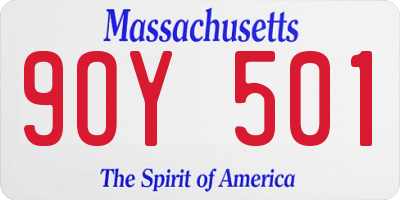 MA license plate 9OY501