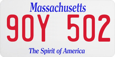 MA license plate 9OY502